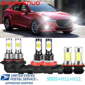 6X 6000K bombillas LED para 2014-2018 Mazda 3 faros luz antiniebla haz alto bajo combo - Imagen 1 de 12