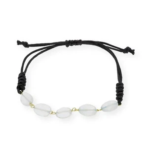Pulsera con Topacios Blancos Irregulares y Oro 18k Cierre Macramé Ajustable - Imagen 1 de 8