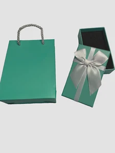 Blaues Armband oder Uhrenbox Display Schmuck Geschenkbox mit Einkaufstasche - Bild 1 von 4