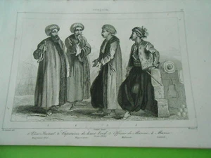 Gravure 1840 - Turquie Turkey Vice Amiral capitaine de Haut bord officier marine - Picture 1 of 1