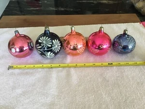 set of 5 polish glass ball ornaments PO4 - Picture 1 of 5