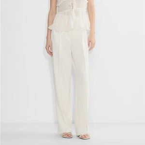 Aritzia Wilfred The Effortless Pant Trouser 12 Crepette Ivory Cream Wide Leg - Picture 1 of 11