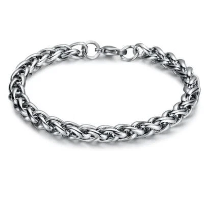 bracciale uomo intrecciato acciaio inossidabile varie misure uomo donna argento - Immagine 1 di 3