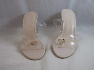 Zapatos de tacón alto gruesos con tiras transparentes Tom Moda Lucite para mujer talla 7,5 - Imagen 1 de 4
