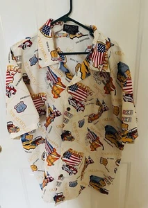 Herren 2XL Route 66 Muster Button Down Sht Slv Hemd TX CAUT AZ IL OK MO KS USA - Bild 1 von 4