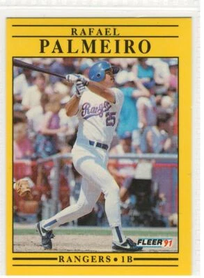 Rafael Palmeiro  1991 Fleer Baseball #295  Rangers - Image 1 of 2