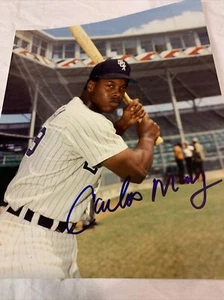 Foto autografiada de béisbol 8x10 de Carlos May de los Medias Blancas de Chicago B - Imagen 1 de 2