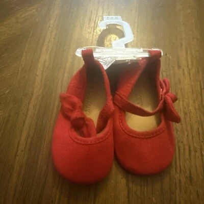 Old Navy Girls Faux Suede Red Shoes 0-3M - Image 1 of 4