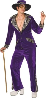 MORPH COSTUMES Costume + cappello uomo viola PIMP DADDY vestito fantasia anni 70 velluto vestito addio al celibato
