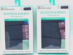 NEW 3 PPACK MENS SCOTCH & SODA AMSTERDAM ACTIVE STRETCH PREMIUM BOXER BRIEFS - Picture 1 of 9