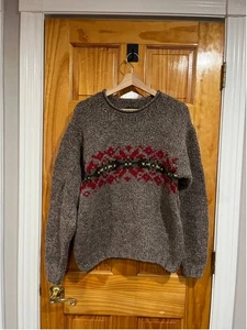 VTG J.Crew 100% Wool Oarsman Roll Neck Southwestern Style Print Pullover Sweater - Picture 1 of 6