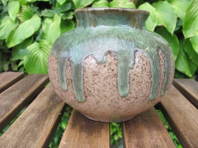 Fulper Arts And Crafts Pottery  Heavy drip glaze vase 5" by 6" - Image 1 of 4