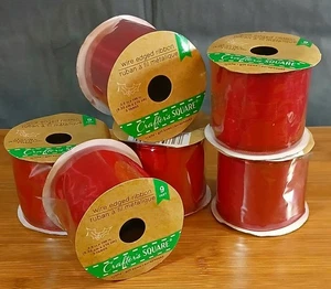 Crafter s Square Red Metallic Wired Ribbon Set of 6 - 9'x2.5"-Christmas Holiday - Picture 1 of 4