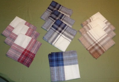 10 pañuelos a cuadros de algodón vintage de los años 50 para hombre NUEVOS SIN ETIQUETAS 16” cuadrados Foto 1 de 4