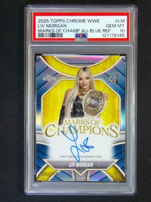 2025 Topps Chrome Wwe Liv Morgan Auto /150 Marks Of Champions PSA 10 - Image 1 of 2
