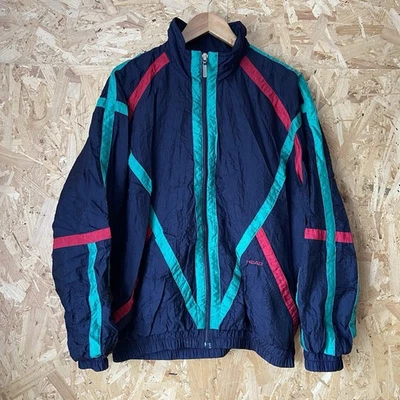 Vintage HEAD Tracksuit Jacket Navy Blue Retro 80s - Mens LARGE - Image 1 of 4