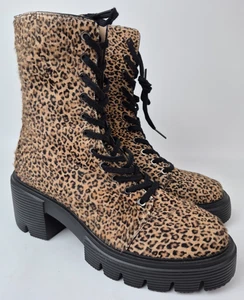 Stuart Weitzman Women's Leopard Jaguar Calf Hair Lift Lug Soho Booties Size 7.5 - Picture 1 of 7
