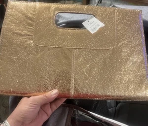 Cato NWT Large Gold Metallic Clutch Bag - Picture 1 of 3