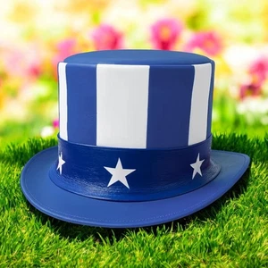 Herren Damen Leder Zylinder Hut blau weiß Sterne echtes Rindsleder Western Vintage Geschenk - Bild 1 von 2