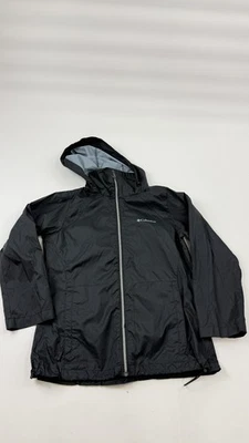 Columbia Jacket Girls Medium Black Hooded Nylon Rain Coat Windbreaker Outdoor - Image 1 of 4