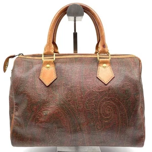 Borsa ETRO Paisley Mini Boston marrone PVC usata, elegante tracolla compatta - Foto 1 di 8