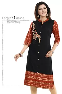Ethnische Kurti Damen-Tunika 3/4-Ärmel Kurta Baumwolle Stickhemd Kleid MM253 - Bild 1 von 9
