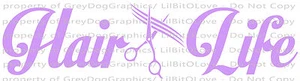 HAIR LIFE VINYL DECAL SCISSORS & HAIR STRANDS STICKER HAIR STYLIST, COSMETOLOGY - Picture 1 of 11