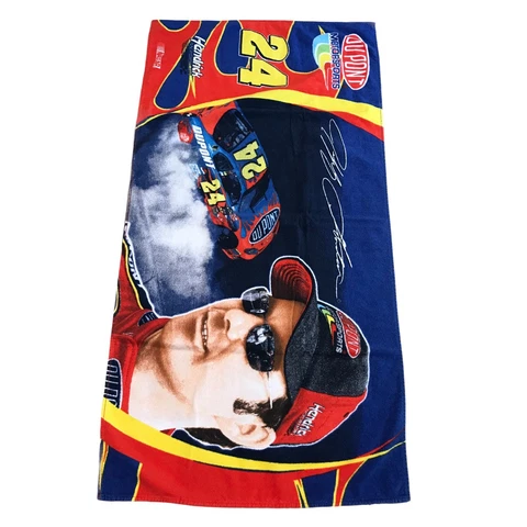 Vintage NASCAR Jeff Gordon # 24 Racing Race Car Pool Beach Towel 100% Cotton Cover