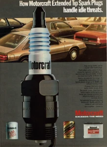 1985 Vintage Print Ad How Motorcraft Extended Tip Spark Plugs handle idle threat - Picture 1 of 2