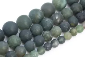 AAA Natural Greem Matte Botanical Moss Agate Round Loose Beads 4/5-6/8/15-16MM - Picture 1 of 7