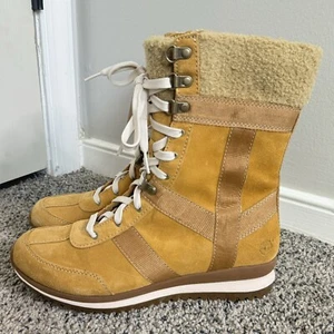 Timberland Wildleder hohe Winterstiefel Damen 10 weizenbraun Kunstfell - Bild 1 von 7