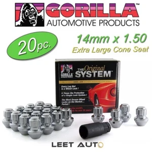 (20pc) Gorilla Wheel Lock Set, Factory Style Bulge, 14mm x 1.50, Chrome, 96643DX - Picture 1 of 5