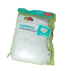 Fruit Of The Loom Tag Free Briefs 10-12 Boys New Pack Of 3 White - Picture 1 of 2
