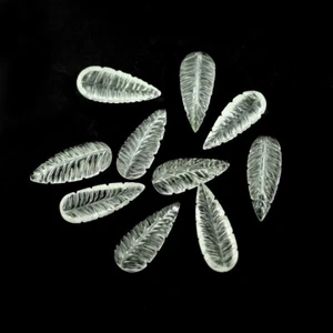 Natural Clear Crystal Quartz Leaf Carved Gemstone Hand Carving Briolette Stones - Picture 1 of 12