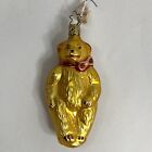 Vintage CHRISTBORN Gold Teddy Bear with Bow Glass Christmas Ornament Germany