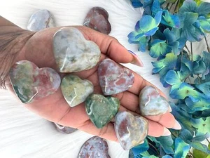 Ocean Jasper Heart - Ocean Jasper Heart Carving - 45MM-66MM Natural Ocean - Picture 1 of 10