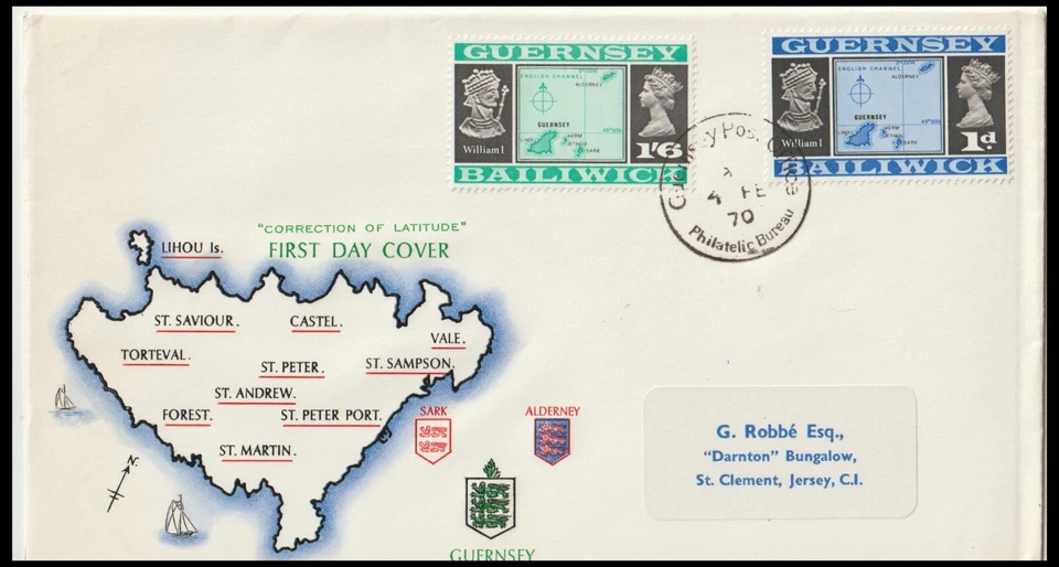 GUERNSEY BAILIWICK 1970 CORRECTION OF LATITUDE FDC (JF) - Image 1 of 1