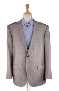 Andrea Castaldi Sportcoat 48R Gray Black Red Plaid Cashmere Silk Blazer 2-Button - Picture 1 of 12