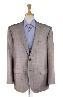 Andrea Castaldi Sportcoat 48R Gray Black Red Plaid Cashmere Silk Blazer 2-Button - Image 1 of 4