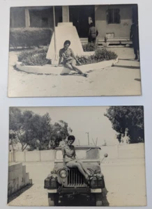 Two Vintage Israel IDF Female Soldier Pin-Up Photos – 1950s/60s – Military Jeep - Picture 1 of 5