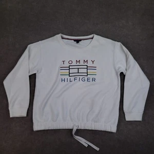 Tommy Hilfiger Sweatshirt Women Medium White Crew Neck Pullover Long Sleeve - Picture 1 of 9
