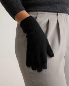 Quince Mongolian Cashmere Gloves Black One Size Touchscreen Long Cuffs NWT $45 - Picture 1 of 2