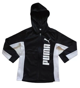 Puma Kids Boys Full Zip Hooded Black Jacket Size 5 Logo Hoodie - Picture 1 of 4