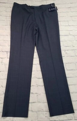 Calça social RALPH Ralph Lauren masculina 46R mistura de lã elástica azul xadrez sem camisa  - Imagem 1 de 4