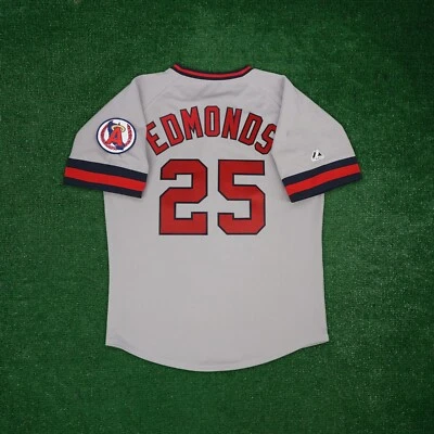 Jim Edmonds California Angels Men's Cooperstown Grey Road Jersey w/ Team Patch - Image 1 of 4