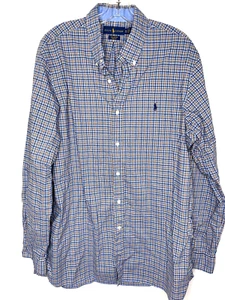 Ralph Lauren Herren Stretch Hemd Größe XL blau/braun Button Down Hemd - Bild 1 von 3