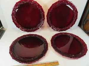 4 platos de cena AVON Cape Cod 1876 de vidrio rojo rubí de 10 3/4 pulgadas - Imagen 1 de 7
