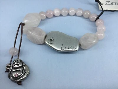 Brazalete elástico CHICO’S ZENERGY cuarzo rosa piedras preciosas Buda amor Foto 1 de 4