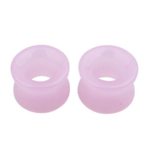 2pc Hollow Glass Double Flared Saddle Flesh Tunnel Ear Plug Stretcher 8mm-16mm