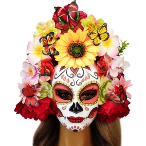 Day of the Dead Maske für Frauen Schmetterlinge und Blumen - Bild 1 von 1